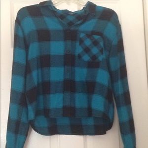 *Express plaid button down top